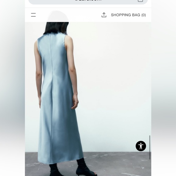Zara blue satin like dress - Picture 5 of 15